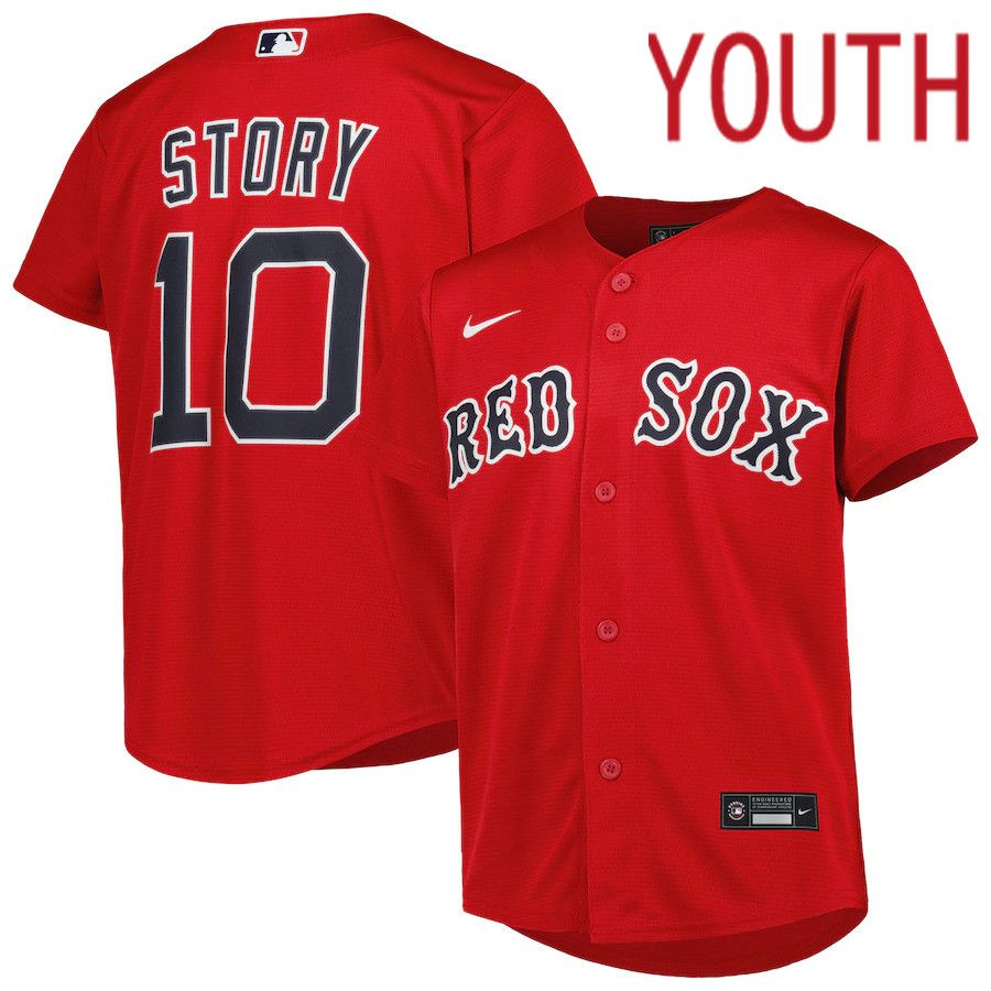 Youth Boston Red Sox #10 Trevor Story Nike Red Alternate Replica Player MLB Jersey->cincinnati reds->MLB Jersey